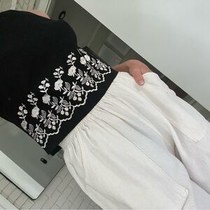 Embroidered Linen Crop